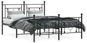 Estrutura de cama com cabeceira e pés 135x190 cm metal preto