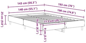 Estrutura de cama sem colchão 140x190 cm preto