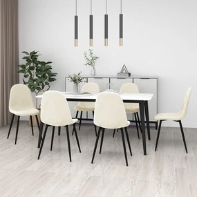vidaXL Cadeiras de jantar 6 pcs veludo branco nata