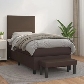 vidaXL Cama com molas/colchão 80x200 cm couro artificial castanho