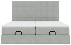 Estrutura cama otomana colchões 200x200cm veludo cinzento claro
