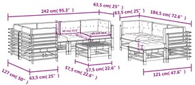 10pcs conjunto lounge jardim c/ almofadões madeira maciça cinza