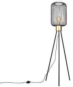 Candeeiro de pé design preto com dourado - Mayelle Moderno