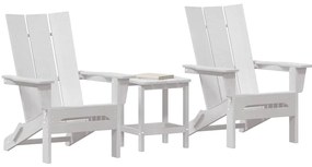 Conjunto de Lounge de Jardim 3 Peças vidaXL Branco HDPE