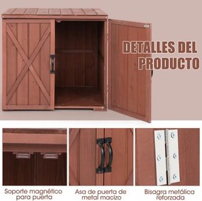 Armário de armazenamento em madeira de abeto para jardim  77x56x72 cm com portas duplas Castanho