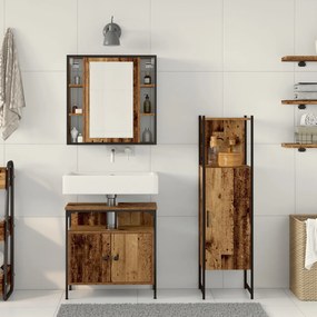 Conjunto de Móveis para Casa de Banho 3 Peças Madeira Velha