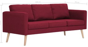 Sofá de 3 lugares em tecido vermelho tinto