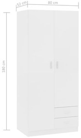 Roupeiro 80x52x180 cm derivados de madeira branco