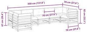 7 pcs conj. sofás jardim c/ almofadões madeira abeto-de-douglas
