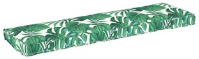 vidaXL Almofada de palete para banco Padrão de folhas 140 x 40 x 8 cm