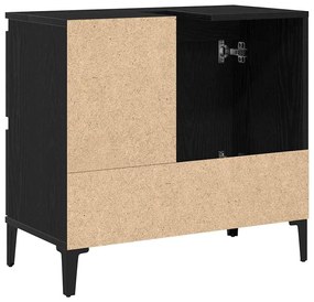 Armário de Pia vidaXL Preto Carvalho 65x33x60 cm em Madeira de Engenha