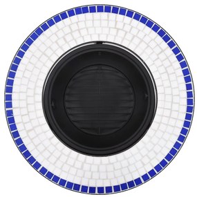 Braseira em mosaico 68 cm cerâmica azul e branco