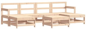 7 pcs conjunto lounge jardim c/ almofadões madeira maciça