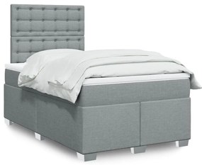 Cama com molas/colchão 120x200 cm tecido cinza-claro