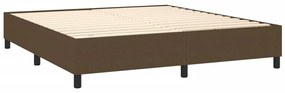 Estrutura de cama sem colchão 160x200 cm tecido castanho-escuro