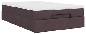 Estrutura de cama otomana com colchão 120x190cm castanho escuro