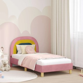 vidaXL Estrutura de Cama Infantil com Cabeceira Rosa 80 x 160 cm