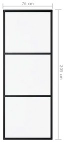 Porta deslizante com 3 painéis em vidro ESG e alumínio 76x205 cm preto