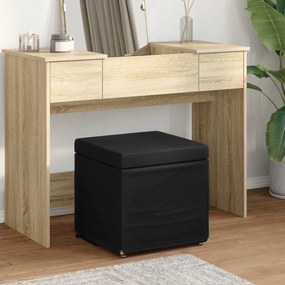vidaXL Banqueta Preto 41 x 41 x 40 cm Tecido e Madeira Engenharia