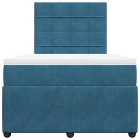 Cama boxspring com colchão 120x200 cm veludo azul-escuro