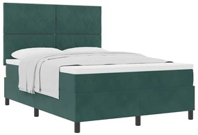 Cama Box com Colchão vidaXL Verde Escuro 140x200 cm Veludo