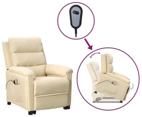 vidaXL Poltrona de massagens tecido cor creme