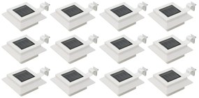 vidaXL Candeeiro de exterior solar LED 12 pcs branco quadrado 12 cm