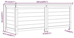 Caixa p/ almofadões exterior 150x50x56 cm abeto maciço castanho