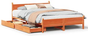 Cama sem colchão 140x190 cm pinho maciço castanho-mel