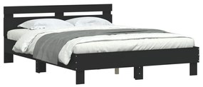 Estrutura cama c/ cabeceira 140x200 cm derivados madeira preto