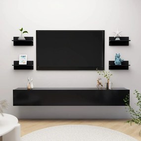 vidaXL Estantes de parede 4 pcs 40x11,5x18 cm derivados madeira preto