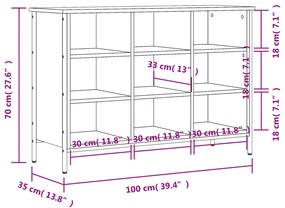 Sapateira Kiri - Com 9 Compartimentos - Cor Cinzento Sonoma- 100x35x70