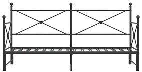 Cama de dia com gavetão sem colchão 75x190 cm aço preto