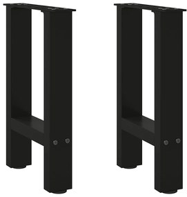 vidaXL Pés para mesa de centro pretos 2 peças 28x(42-43) cm aço