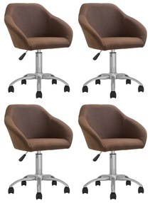 vidaXL Cadeiras de jantar giratórias 4 pcs tecido castanho