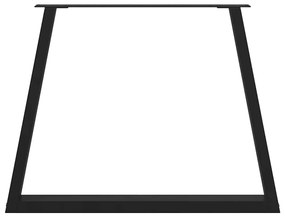 Pernas para mesa de jantar em V, 2 peças, pretas, 90x (72-73,3) cm, aç