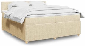 vidaXL Cama com molas/colchão 200x200 cm tecido cor creme