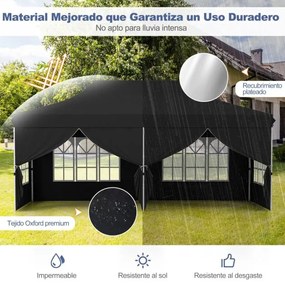 Tenda 600 x 300 cm pop-up com 6 paredes laterais removíveis para festas, casamentos, eventos com bolsa Preta