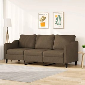 vidaXL Sofá de 3 lugares tecido 210 cm castanho