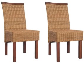 vidaXL Cadeiras de jantar 2 pcs vime genuíno castanho