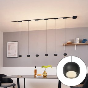 Sistema de iluminação de trilho moderno com 6 pendentes pretos monofásicos - Magnetic Lance
