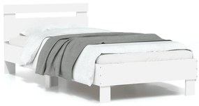 vidaXL Estrutura de cama c/ cabeceira e luzes LED 90x190 cm branco