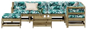 8 pcs conjunto lounge de jardim c/ almofadões pinho impregnado
