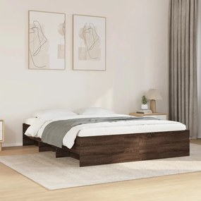 vidaXL Estrutura de cama s/ colchão deriv. madeira carvalho castanho