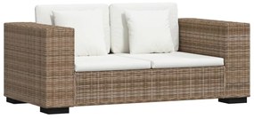 Conjunto sofás de 2 + 3 lugares, vime genuíno