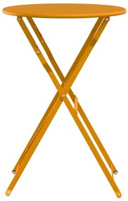 Mesa Bistro Dobrável Amarelo Mostarda Ø50x71 cm em Aço com Revestiment