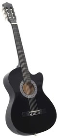 12 pcs conjunto de guitarra clássica com 6 cordas 38" preto