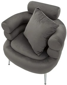 POLTRONA SILVERY PLUS COM ALMOFADA CINZENTA 78X68X85 CM