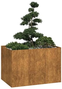 vidaXL Floreira enferrujada 120x80x80 cm aço resistente