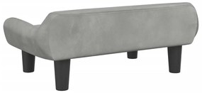 Sofá infantil 70x40x24 cm veludo cinzento-claro